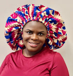 Duma Mbili XL Silk Lined African Print Bonnet - Image 1