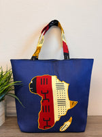 Denim African Map Tote Bag - Image 2