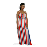 Two-Piece Summer Striped Casual Sleeveless  Maxi Dress - Image 1