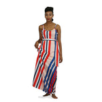 Two-Piece Summer Striped Casual Sleeveless  Maxi Dress - Image 4