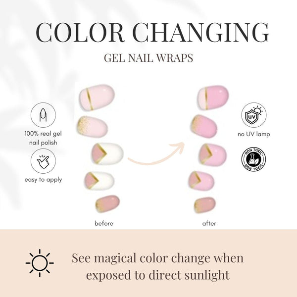 Lauren B. Beauty Pink & Gold Geometric Gel Nail Wrap - Color Changing