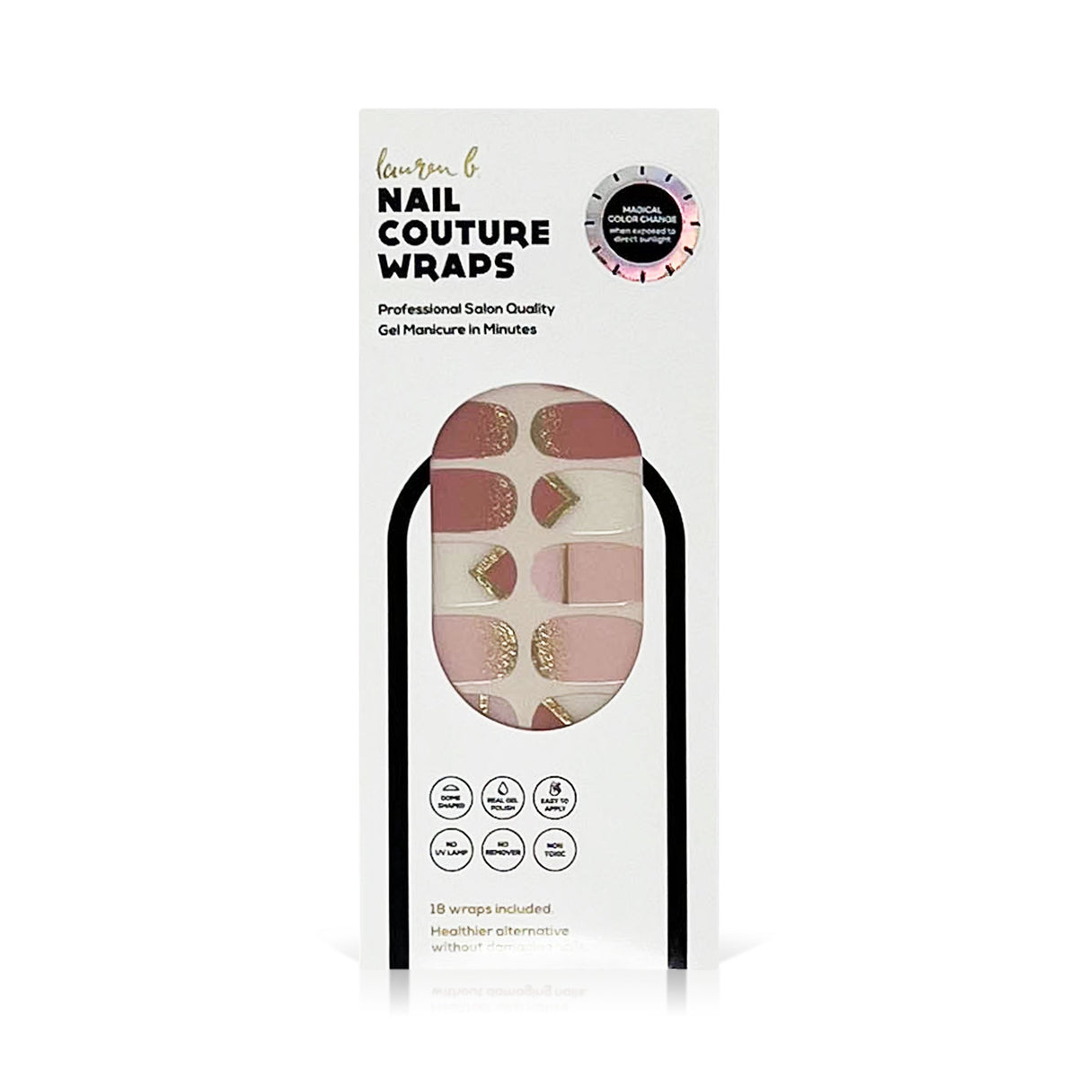 Lauren B. Beauty Pink & Gold Geometric Gel Nail Wrap - Color Changing