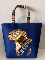 Denim African Map Tote Bag - Image 1