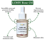 LOHV Multi-Purpose PREMIUM Rose Oil For Sensitive Skin. Clear Up Bumps, Ingrown Hairs On Face and Bikini Line, Soothes Irritation with Rosemary Oil + Vitamin E Oil + Grape Seed Oil + Sweet Almond Oil - Image 4
