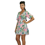 Floral V- Neck Summer Mini Dress - Image 2