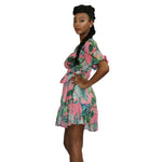 Floral V- Neck Summer Mini Dress - Image 3