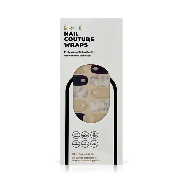 Lauren B. Beauty Navy & Nude Marble Gel Nail Wrap - Salon Quality