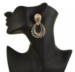 Gold Stripped African Drop Earrings - Image 3