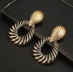 Gold Stripped African Drop Earrings - Image 2