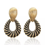 Gold Stripped African Drop Earrings - Image 1