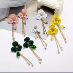 Flower Shaped Strip Drop Earrings - Image 1