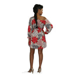 Ankara African Print Slide Off One Shoulder Mini Dress - Image 3