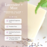 Lavender + Mint Handmade Tallow and Goat Milk Soap Bar - Image 4