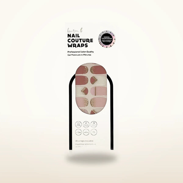 Lauren B. Beauty Pink & Gold Geometric Gel Nail Wrap - Color Changing