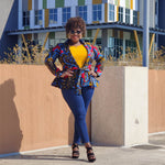 African Print  Long Sleeved Peplum Blouse - Image 1