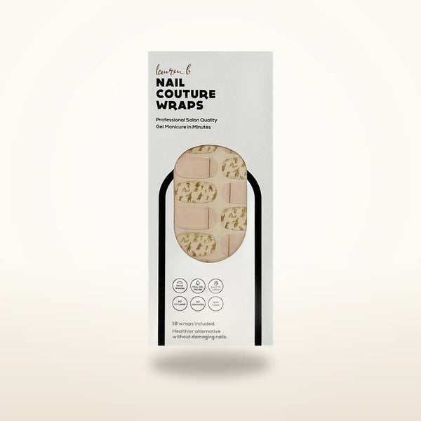Gold Leaf & Blush Gel Nail Wrap Easy Non-Toxic No Dry Time