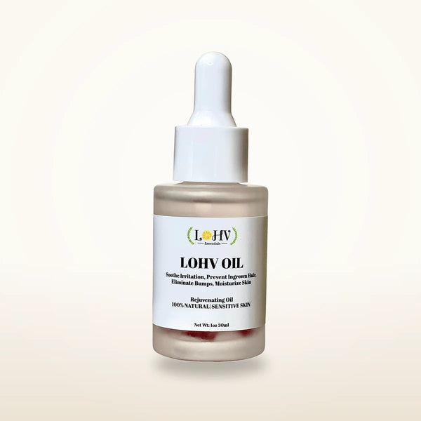 LOHV Multi-Purpose PREMIUM Rose Oil For Sensitive Skin. Clear Up Bumps, Ingrown Hairs On Face and Bikini Line, Soothes Irritation with Rosemary Oil + Vitamin E Oil + Grape Seed Oil + Sweet Almond Oil